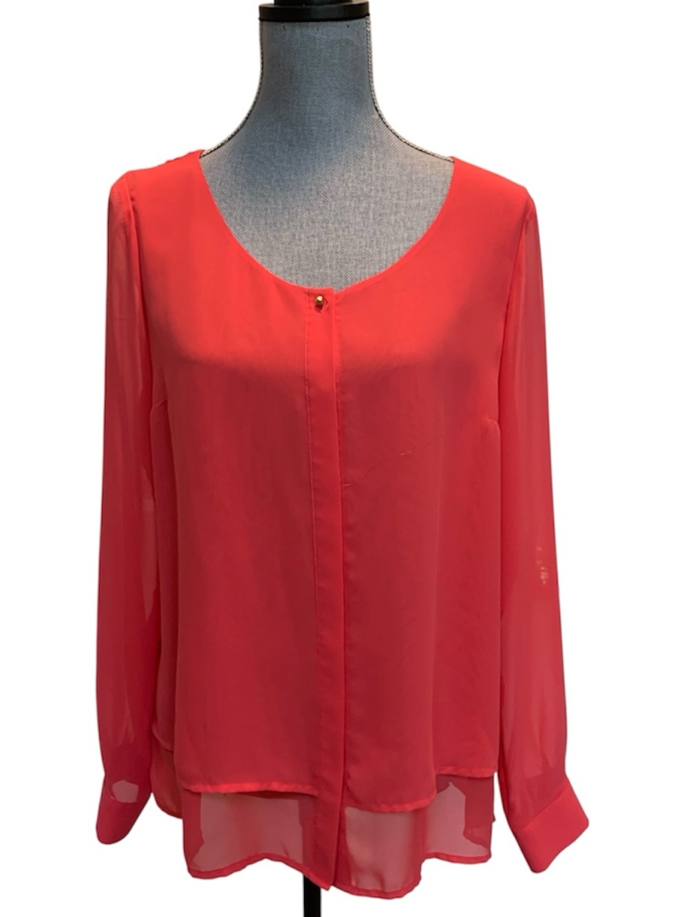 Worthington Coral Sheer Long-Sleeve Blouse
